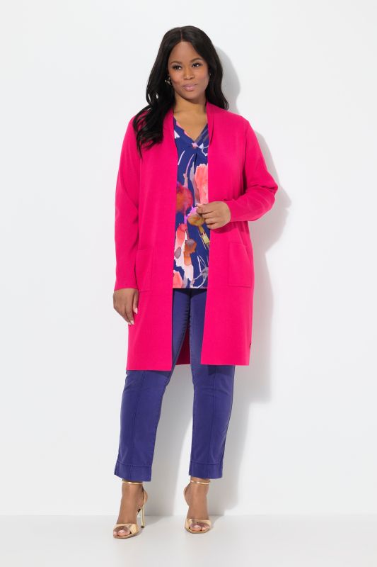 Cardigan coupe ouverte et longue, en maille fine et douce