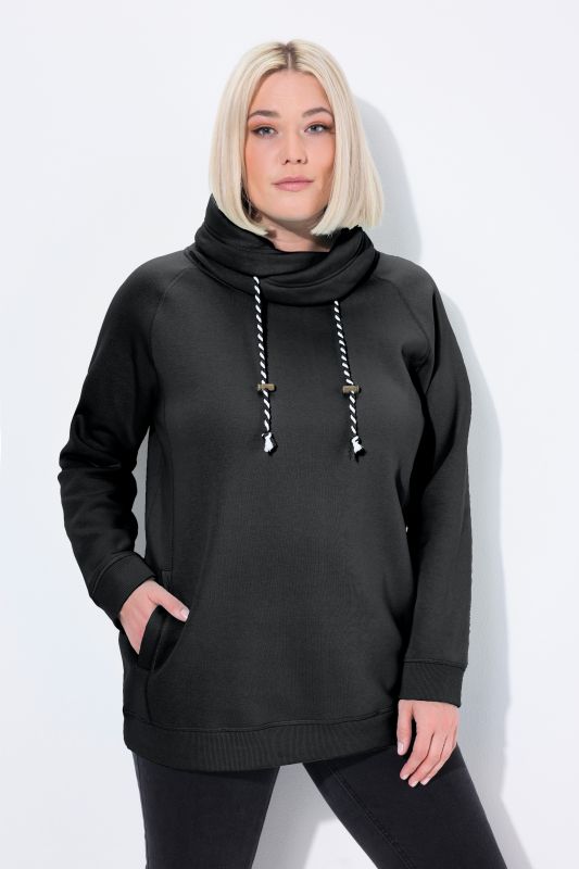 Sweat-shirt à large col montant, poches et manches longues raglan