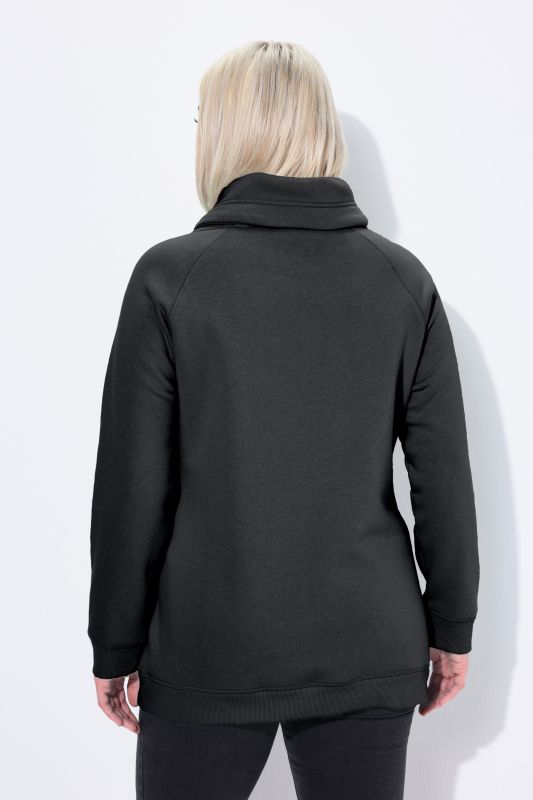 Sweat-shirt à large col montant, poches et manches longues raglan