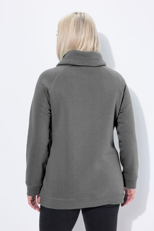 Sweat-shirt à large col montant, poches et manches longues raglan