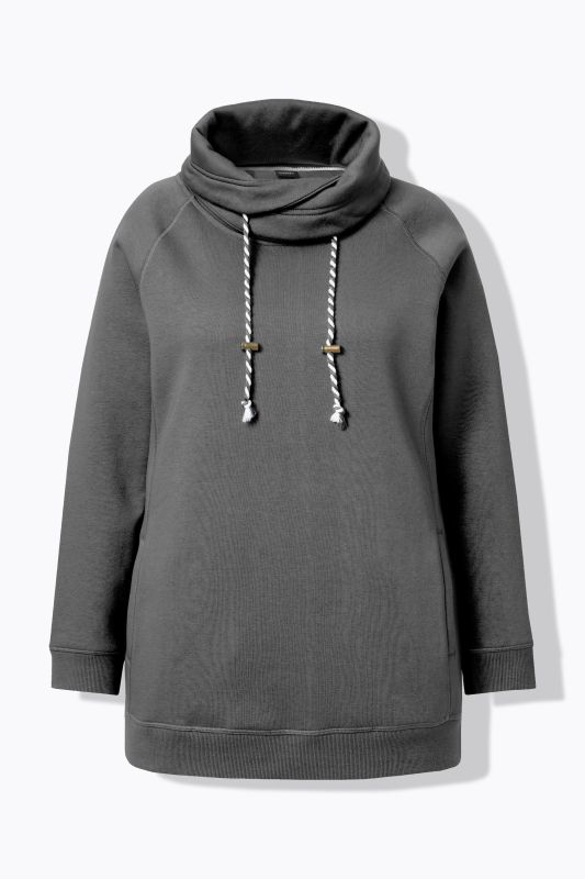 Sweat-shirt à large col montant, poches et manches longues raglan