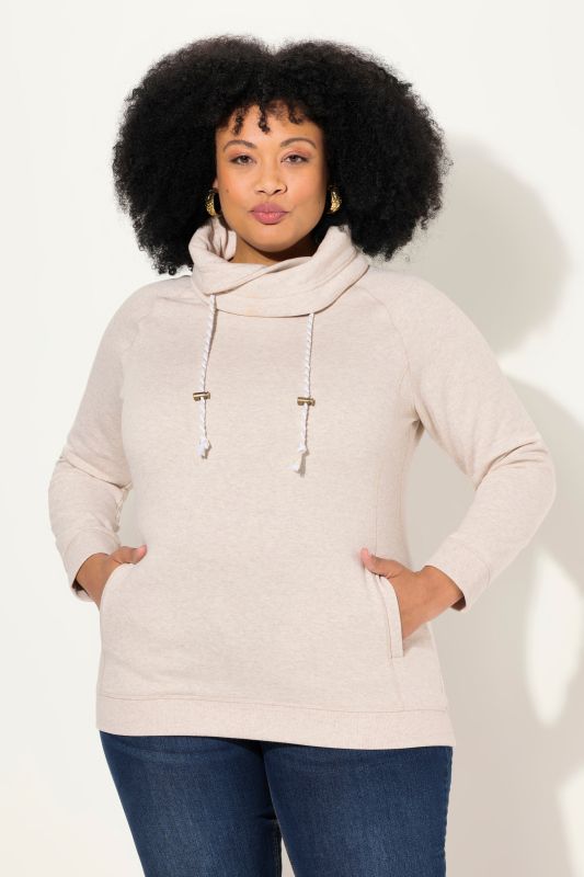 Sweat-shirt à large col montant, poches et manches longues raglan