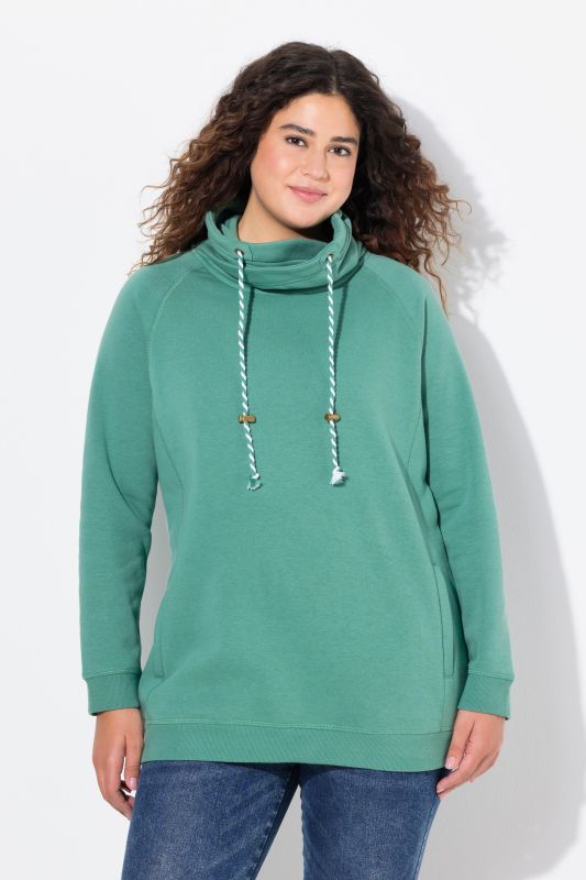 Sweat-shirt à large col montant, poches et manches longues raglan