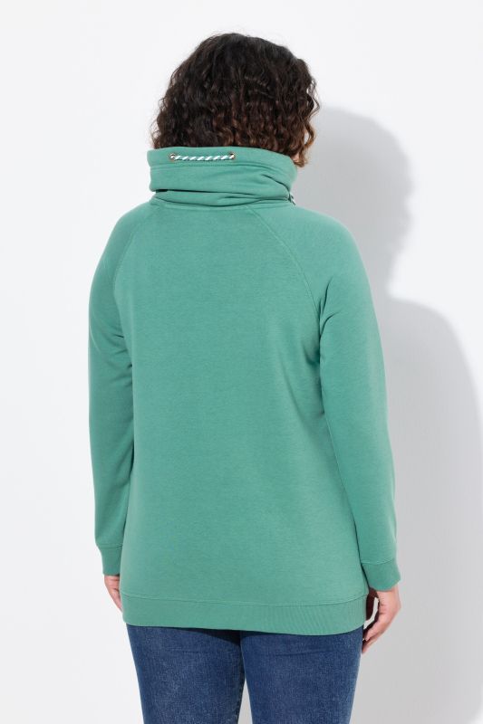 Sweat-shirt à large col montant, poches et manches longues raglan