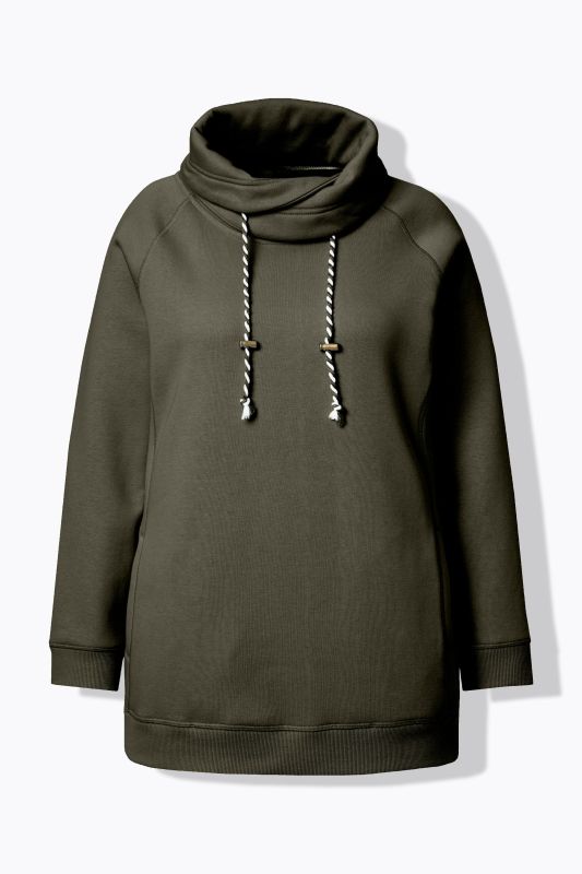 Sweat-shirt à large col montant, poches et manches longues raglan