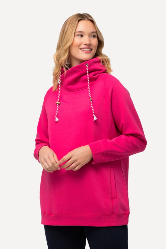 Sweat-shirt à large col montant, poches et manches longues raglan
