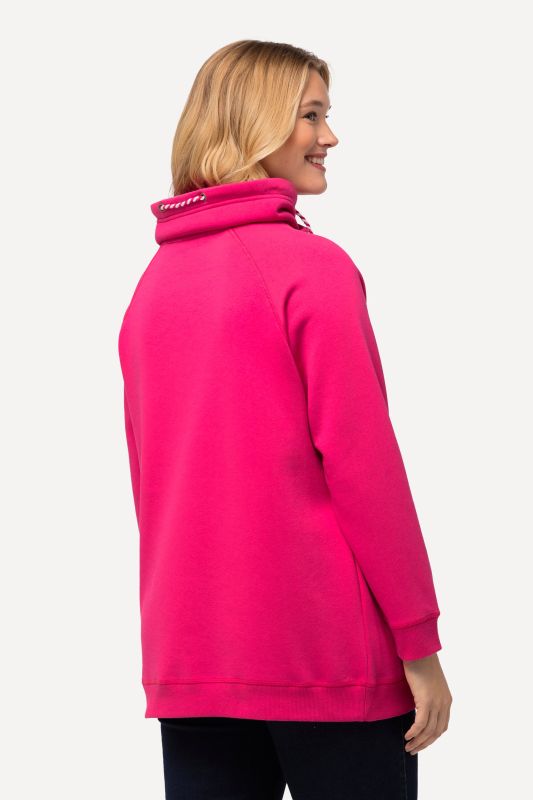Sweat-shirt à large col montant, poches et manches longues raglan