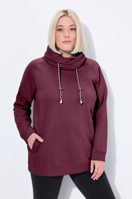 Sweat-shirt à large col montant, poches et manches longues raglan