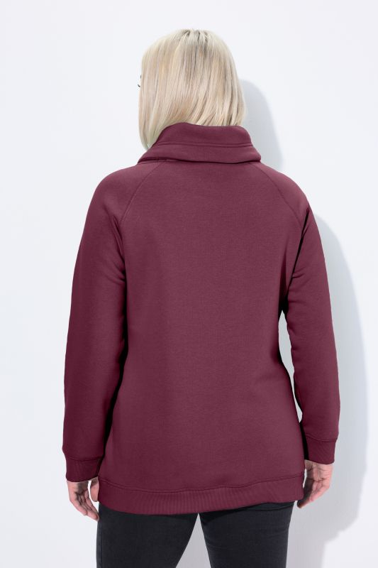 Sweat-shirt à large col montant, poches et manches longues raglan