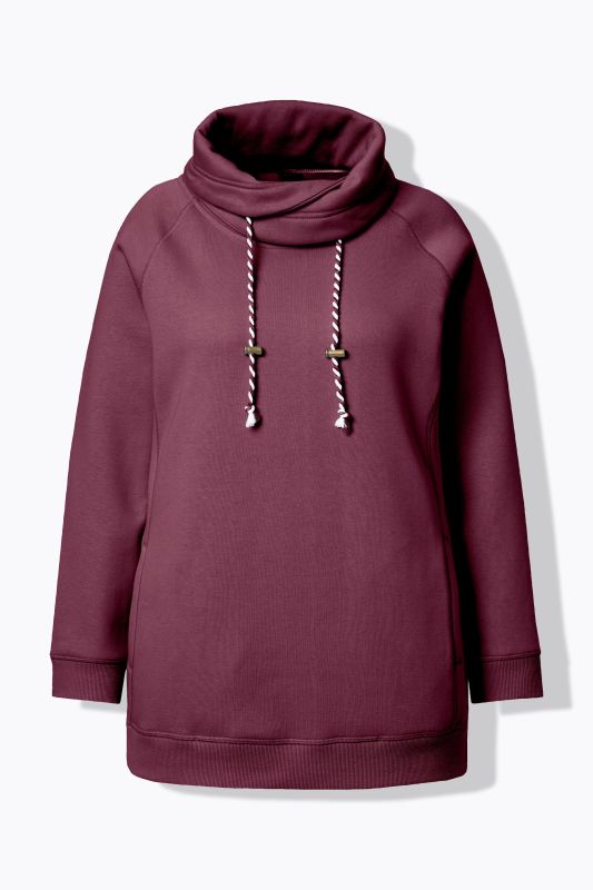 Sweat-shirt à large col montant, poches et manches longues raglan