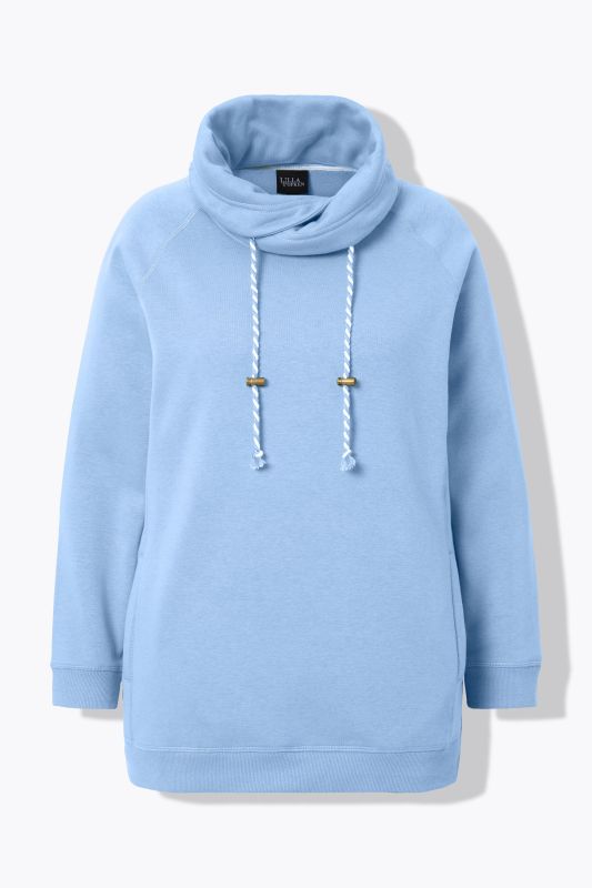 Sweat-shirt à large col montant, poches et manches longues raglan