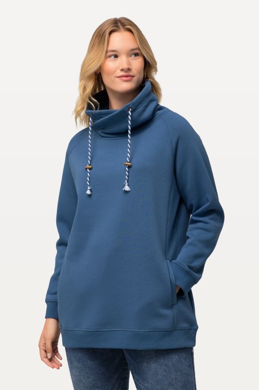 Sweat-shirt à large col montant, poches et manches longues raglan