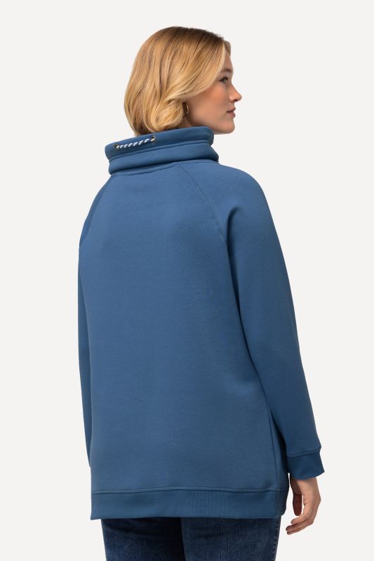 Sweat-shirt à large col montant, poches et manches longues raglan