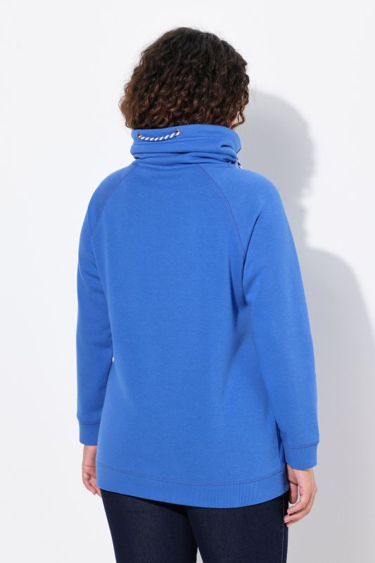 Sweat-shirt à large col montant, poches et manches longues raglan