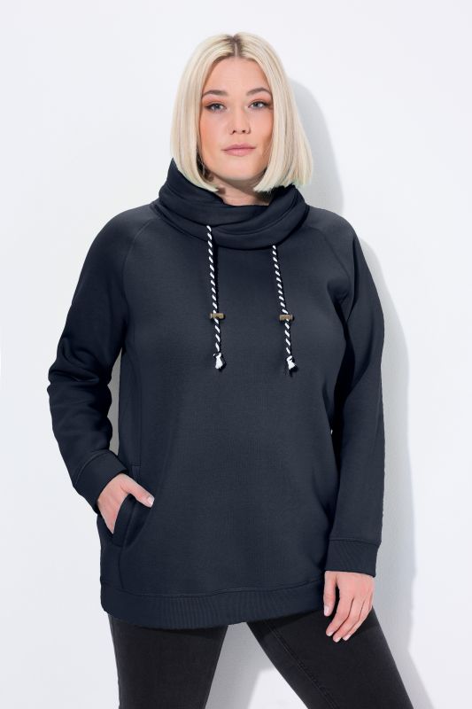 Sweat-shirt à large col montant, poches et manches longues raglan