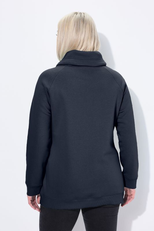 Sweat-shirt à large col montant, poches et manches longues raglan