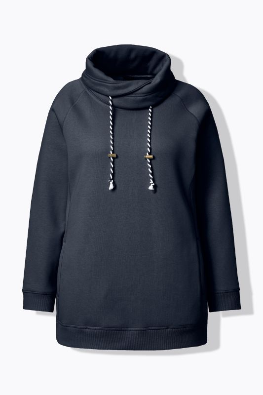Sweat-shirt à large col montant, poches et manches longues raglan