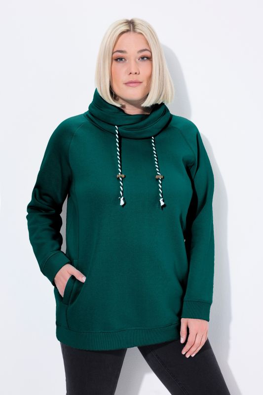 Sweat-shirt à large col montant, poches et manches longues raglan