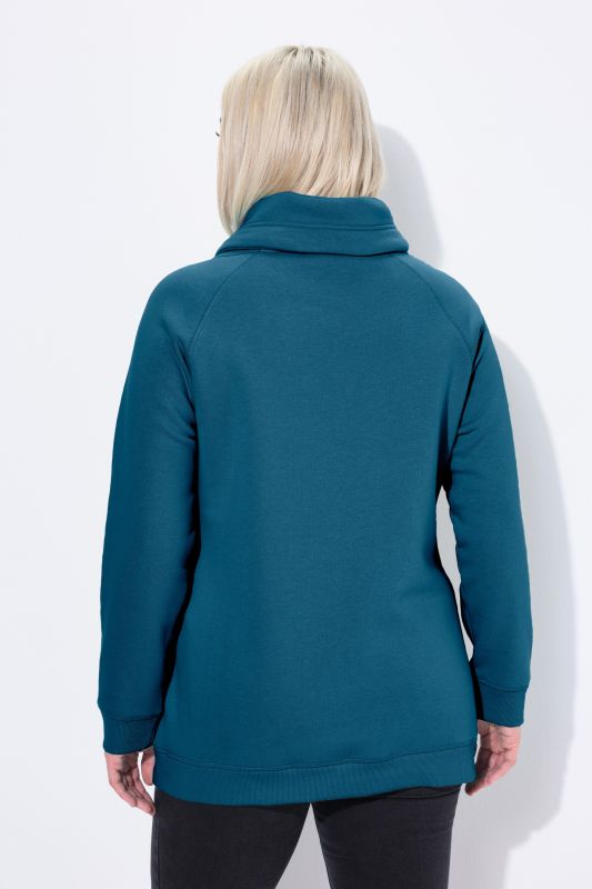 Sweat-shirt à large col montant, poches et manches longues raglan
