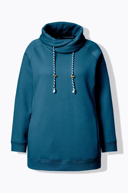 Sweat-shirt à large col montant, poches et manches longues raglan