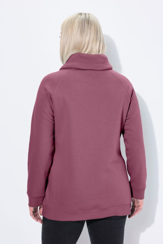 Sweat-shirt à large col montant, poches et manches longues raglan