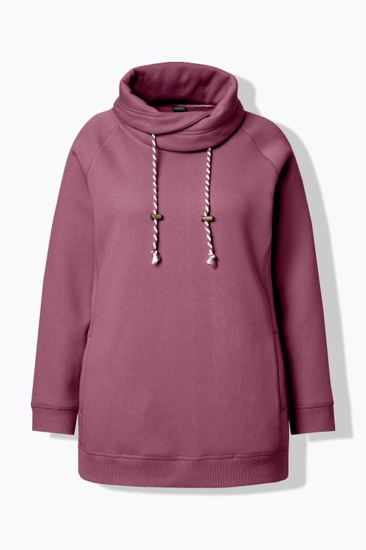 Sweat-shirt à large col montant, poches et manches longues raglan