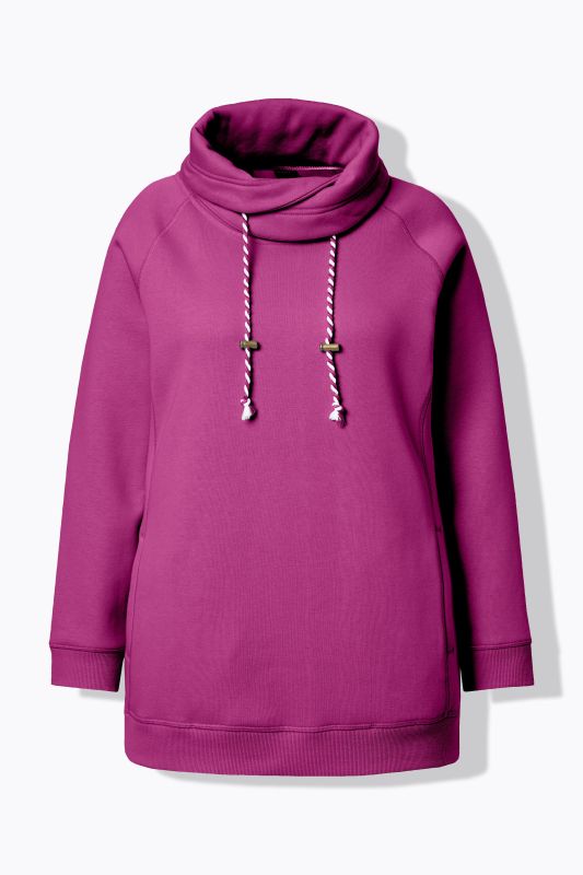 Sweat-shirt à large col montant, poches et manches longues raglan