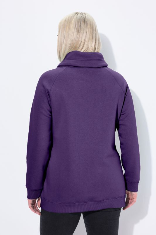 Sweat-shirt à large col montant, poches et manches longues raglan