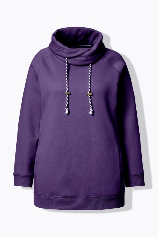 Sweat-shirt à large col montant, poches et manches longues raglan