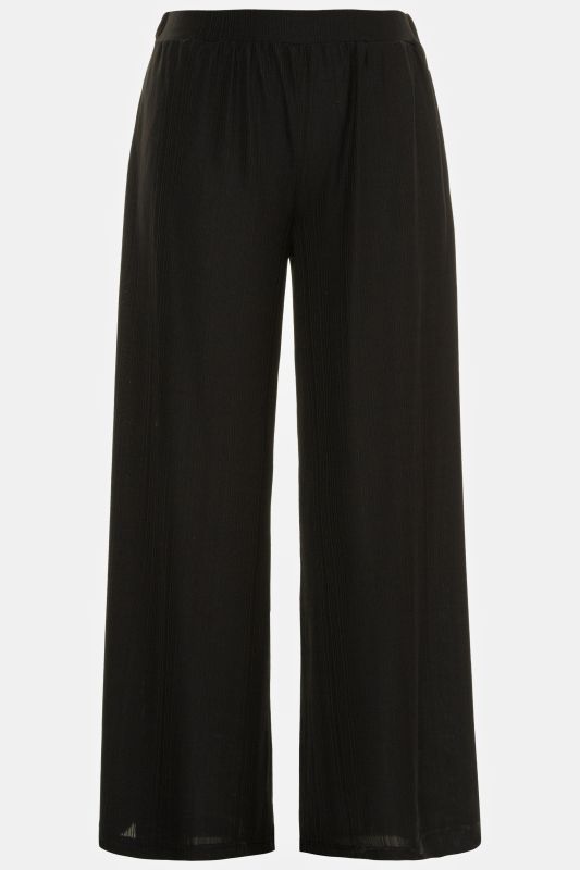 Pantalon Mary, coupe Marlene, jersey bord-côte, jambe large et taille élastique