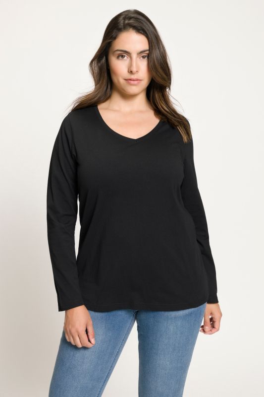 T-shirt Coupe Slim Fit, décolleté en V et manches longues