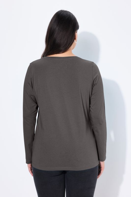T-shirt Coupe Slim Fit, décolleté en V et manches longues