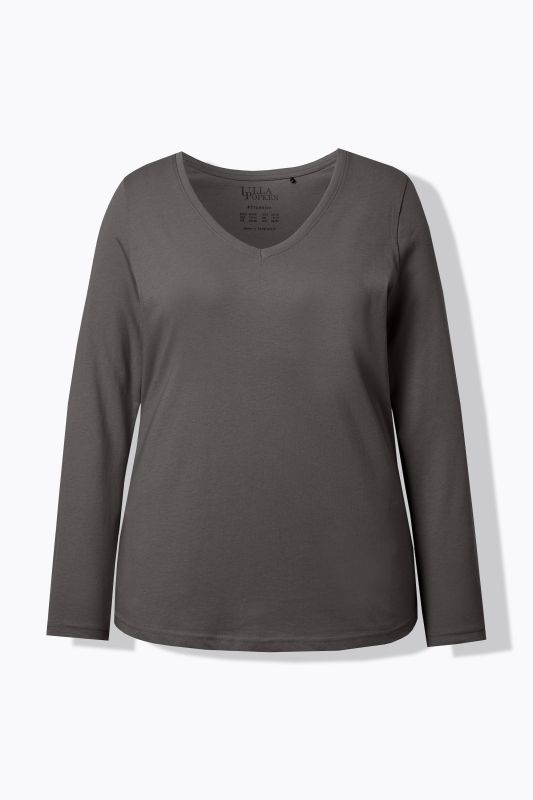 T-shirt Coupe Slim Fit, décolleté en V et manches longues