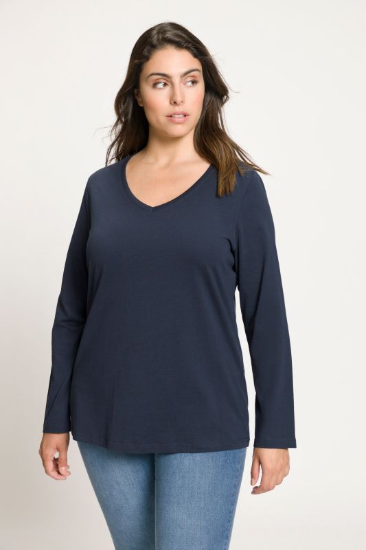 T-shirt Coupe Slim Fit, décolleté en V et manches longues