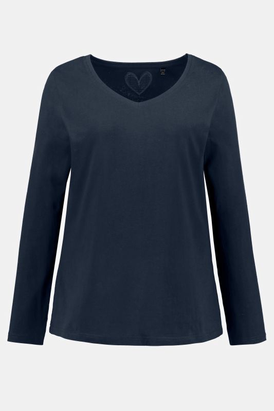 T-shirt Coupe Slim Fit, décolleté en V et manches longues