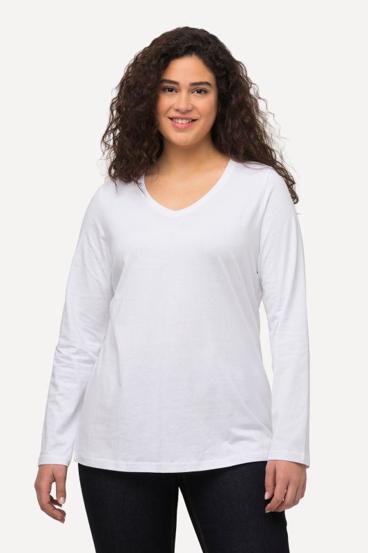 T-shirt Coupe Slim Fit, décolleté en V et manches longues