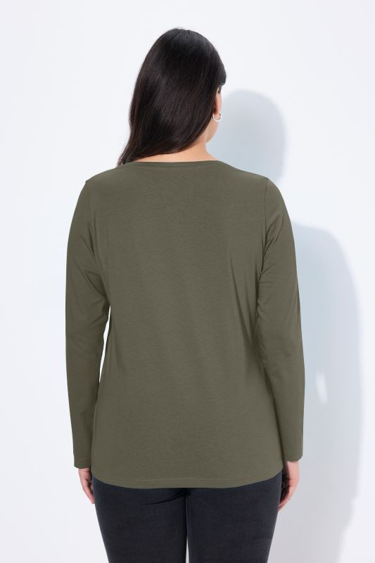 T-shirt Coupe Slim Fit, décolleté en V et manches longues