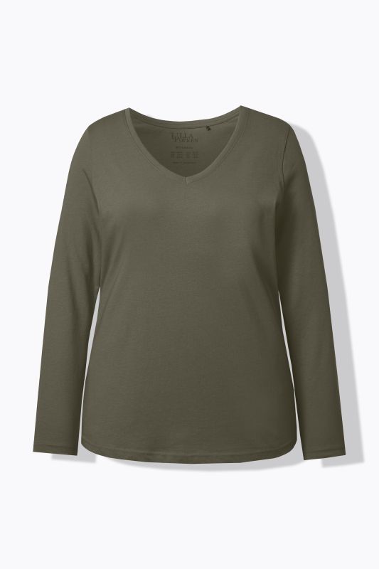 T-shirt Coupe Slim Fit, décolleté en V et manches longues