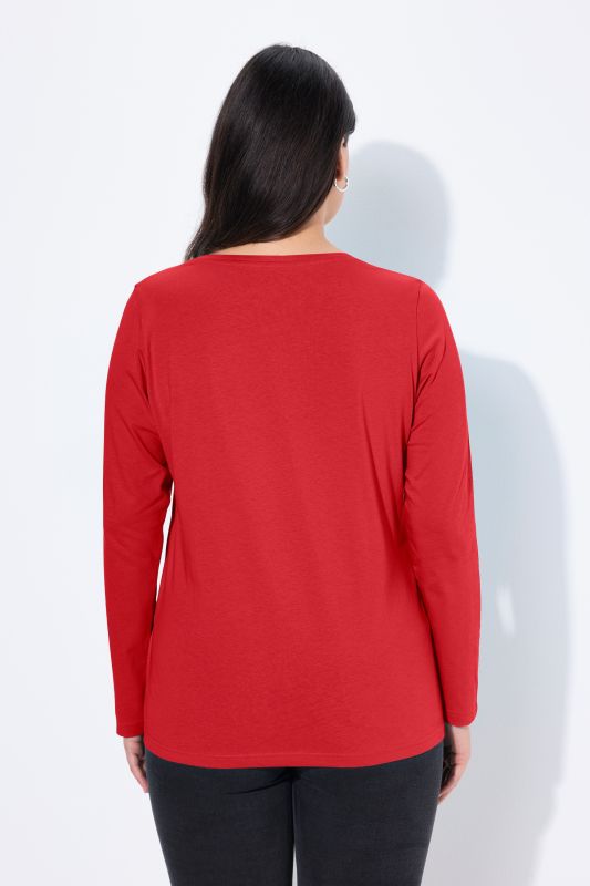 T-shirt Coupe Slim Fit, décolleté en V et manches longues