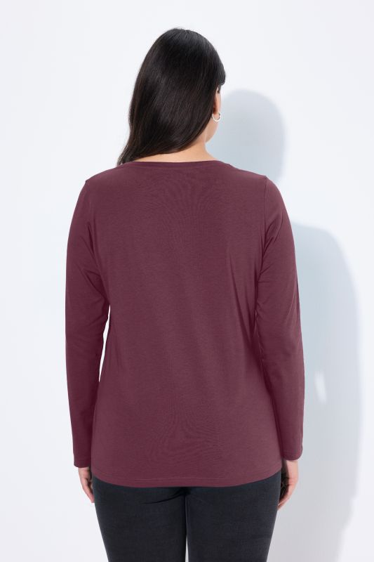 T-shirt Coupe Slim Fit, décolleté en V et manches longues