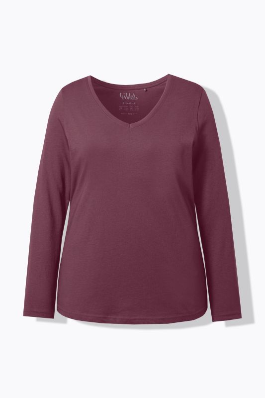T-shirt Coupe Slim Fit, décolleté en V et manches longues