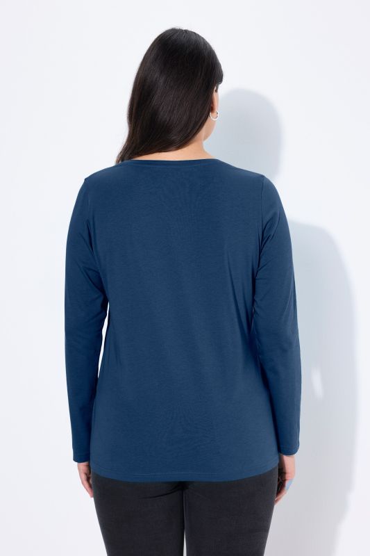 T-shirt Coupe Slim Fit, décolleté en V et manches longues