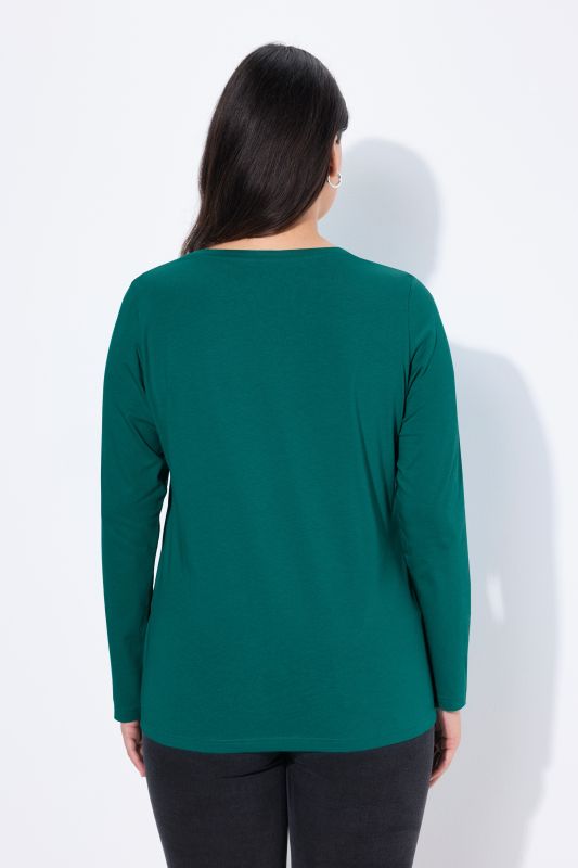 T-shirt Coupe Slim Fit, décolleté en V et manches longues