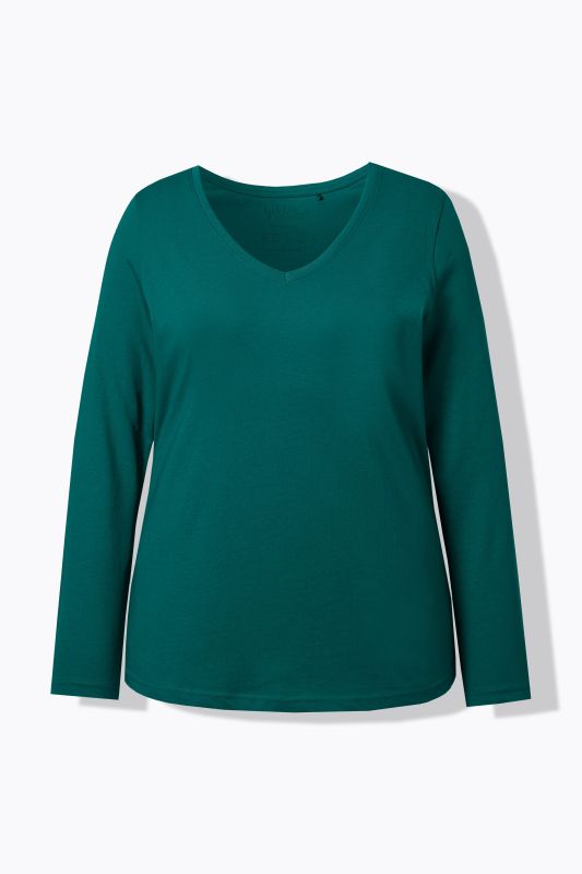 T-shirt Coupe Slim Fit, décolleté en V et manches longues