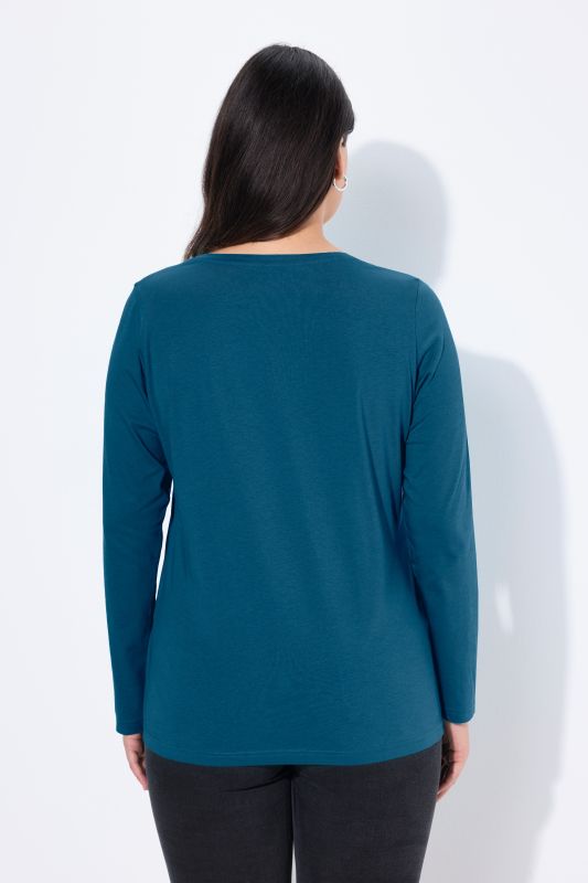 T-shirt Coupe Slim Fit, décolleté en V et manches longues