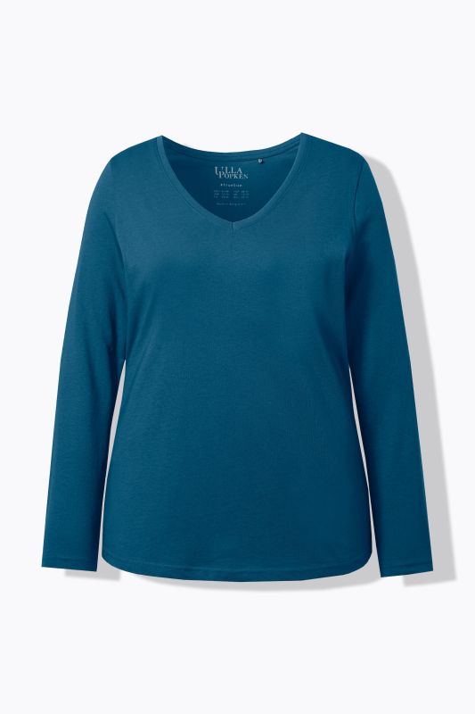 T-shirt Coupe Slim Fit, décolleté en V et manches longues