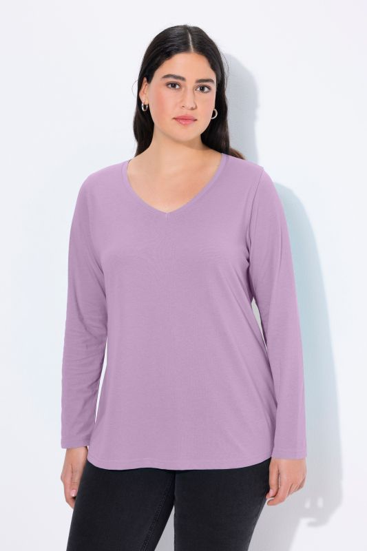 T-shirt Coupe Slim Fit, décolleté en V et manches longues