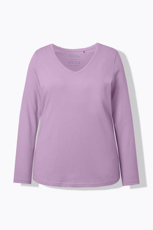 T-shirt Coupe Slim Fit, décolleté en V et manches longues