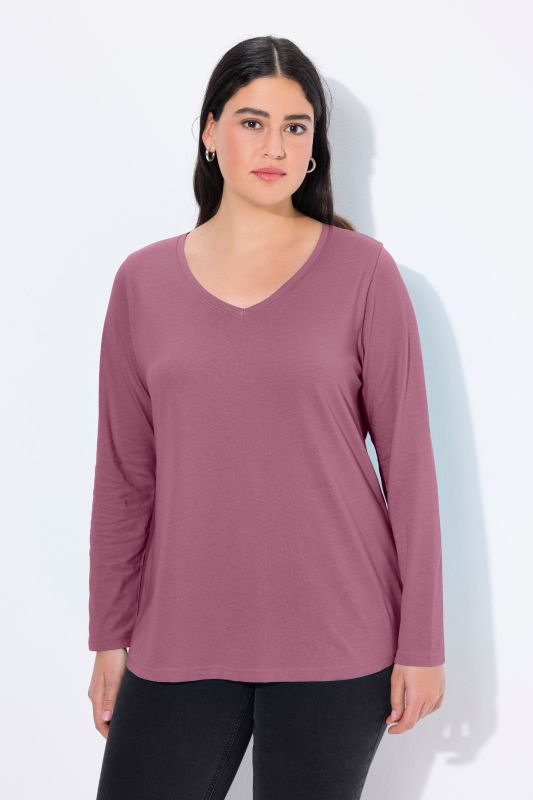 T-shirt Coupe Slim Fit, décolleté en V et manches longues