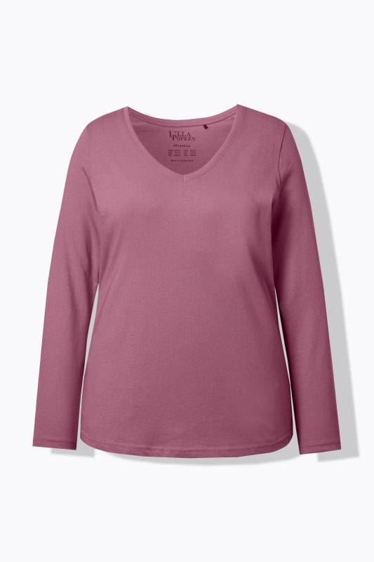 T-shirt Coupe Slim Fit, décolleté en V et manches longues